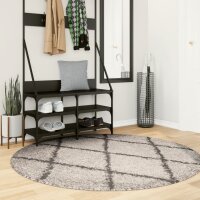 vidaXL Teppich Shaggy Hochflor Modern Beige und Anthrazit &Oslash; 160 cm