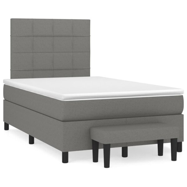 vidaXL Boxspringbett mit Matratze Dunkelgrau 120x190 cm Stoff