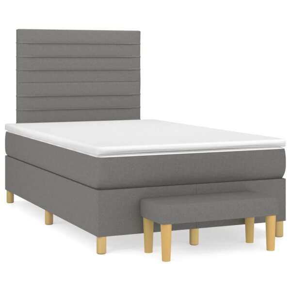 vidaXL Boxspringbett mit Matratze Dunkelgrau 120x190 cm Stoff