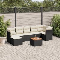 vidaXL 8-tlg. Garten-Sofagarnitur mit Kissen Schwarz Poly Rattan