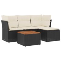 vidaXL 5-tlg. Garten-Sofagarnitur mit Kissen Schwarz Poly...