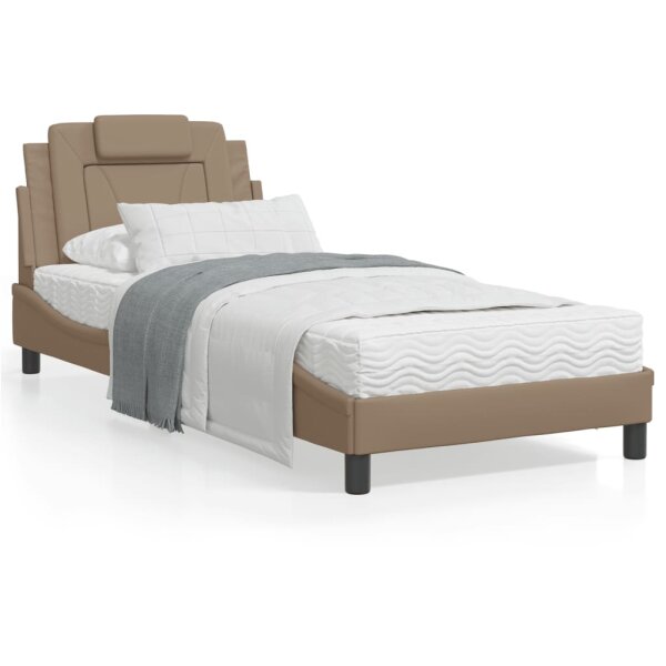 vidaXL Bett mit Matratze Cappuccino-Braun 90x200 cm Kunstleder