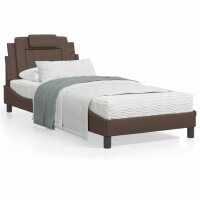 vidaXL Bett mit Matratze Braun 90x200 cm Kunstleder