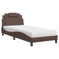 vidaXL Bett mit Matratze Braun 90x200 cm Kunstleder