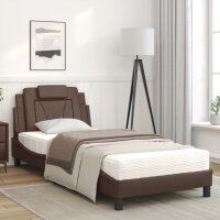 vidaXL Bett mit Matratze Braun 90x200 cm Kunstleder