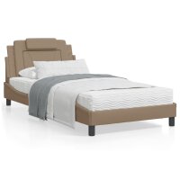 vidaXL Bett mit Matratze Cappuccino-Braun 100x200 cm Kunstleder