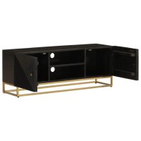 vidaXL TV-Schrank Schwarz 110x30x40 cm Massivholz Mango und Eisen