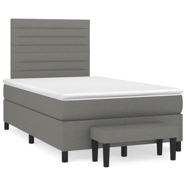 vidaXL Boxspringbett mit Matratze Dunkelgrau 120x190 cm Stoff