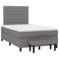 vidaXL Boxspringbett mit Matratze Dunkelgrau 120x190 cm Stoff