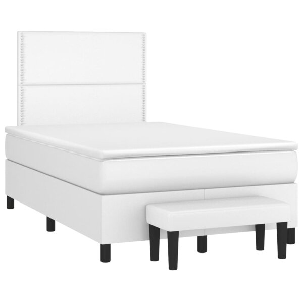 vidaXL Boxspringbett mit Matratze Wei&szlig; 120x190 cm Kunstleder