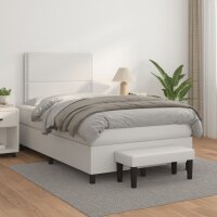 vidaXL Boxspringbett mit Matratze Wei&szlig; 120x190 cm Kunstleder