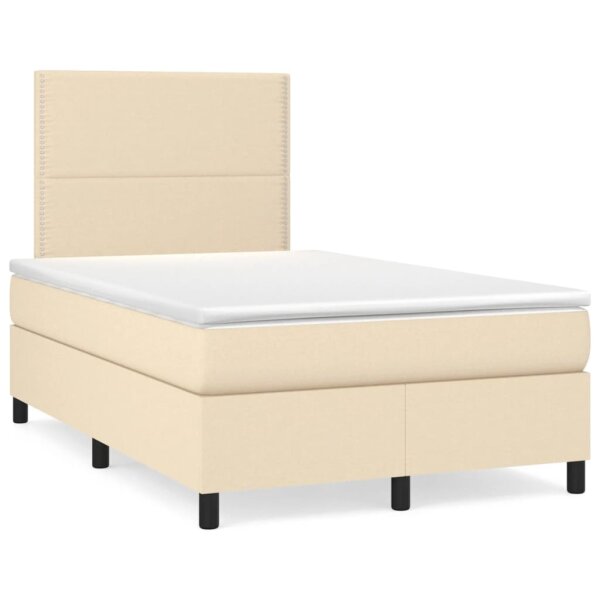 vidaXL Boxspringbett mit Matratze &amp; LED Creme 120x190 cm Stoff