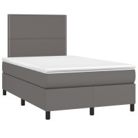 vidaXL Boxspringbett mit Matratze &amp; LED Grau 120x190 cm Kunstleder