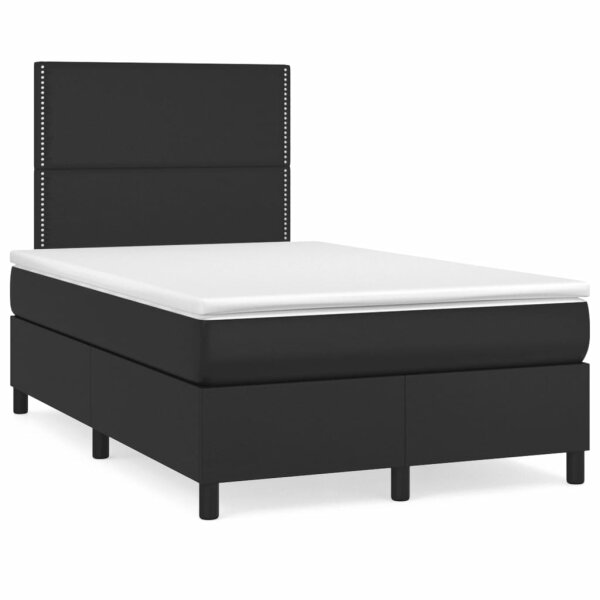 vidaXL Boxspringbett mit Matratze &amp; LED Schwarz 120x190 cm Kunstleder