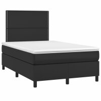 vidaXL Boxspringbett mit Matratze &amp; LED Schwarz 120x190 cm Kunstleder