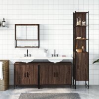 vidaXL 4-tlg. Badmöbel-Set Braun Eichen-Optik Holzwerkstoff