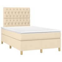 vidaXL Boxspringbett mit Matratze &amp; LED Creme 120x190 cm Stoff