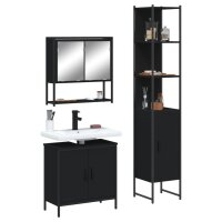 vidaXL 3-tlg. Badmöbel-Set Schwarz Holzwerkstoff