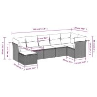 vidaXL 7-tlg. Garten-Sofagarnitur mit Kissen Schwarz Poly Rattan