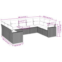 vidaXL 9-tlg. Garten-Sofagarnitur mit Kissen Schwarz Poly Rattan