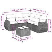 vidaXL 6-tlg. Garten-Sofagarnitur mit Kissen Schwarz Poly Rattan