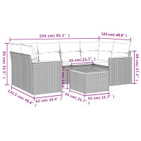 vidaXL 7-tlg. Garten-Sofagarnitur mit Kissen Schwarz Poly Rattan