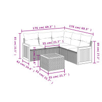 vidaXL 6-tlg. Garten-Sofagarnitur mit Kissen Schwarz Poly Rattan