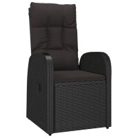 vidaXL Gartensessel mit Kissen 2 Stk. Verstellbar Schwarz Poly Rattan