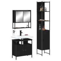 vidaXL 3-tlg. Badmöbel-Set Schwarz Holzwerkstoff