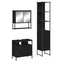 vidaXL 3-tlg. Badmöbel-Set Schwarz Holzwerkstoff