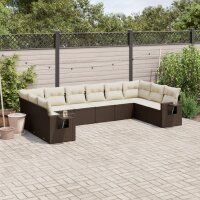 vidaXL 10-tlg. Garten-Sofagarnitur mit Kissen Braun Poly...