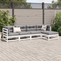 vidaXL 5-tlg. Garten-Sofagarnitur Wei&szlig; Massivholz Kiefer