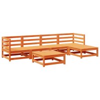 vidaXL 6-tlg. Garten-Sofagarnitur Wachsbraun Massivholz Kiefer