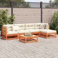 vidaXL 6-tlg. Garten-Sofagarnitur Wachsbraun Massivholz Kiefer