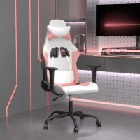 vidaXL Gaming-Stuhl Weiß und Rosa Kunstleder
