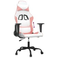 vidaXL Gaming-Stuhl Wei&szlig; und Rosa Kunstleder