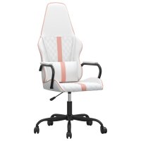 vidaXL Gaming-Stuhl mit Massagefunktion Rosa und Wei&szlig; Kunstleder