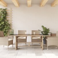 vidaXL Gartentisch mit Glasplatte Beige 190x80x74 cm Poly Rattan