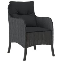 vidaXL 9-tlg. Garten-Essgruppe mit Kissen Schwarz Poly Rattan