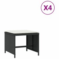 vidaXL Gartenhocker mit Kissen 4 Stk. Schwarz 41x41x36 cm Poly Rattan