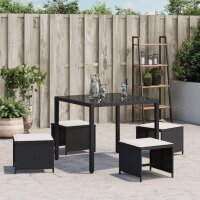 vidaXL Gartenhocker mit Kissen 4 Stk. Schwarz 41x41x36 cm Poly Rattan