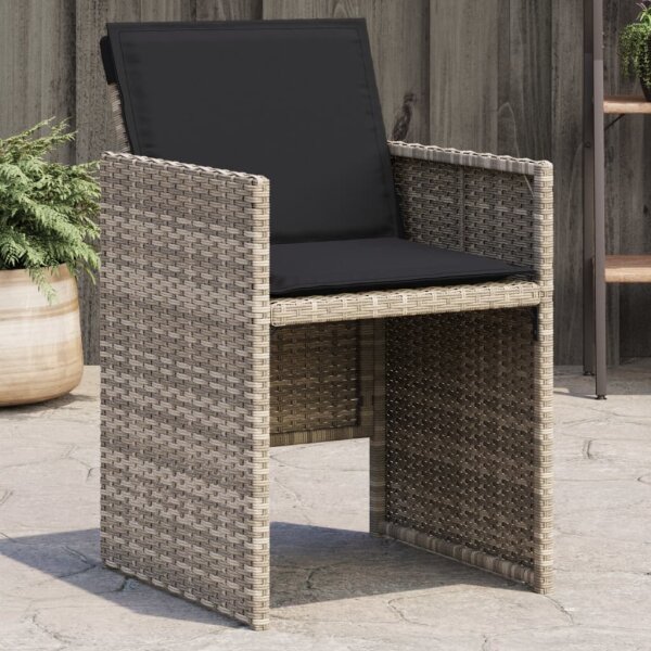 vidaXL Gartenst&uuml;hle mit Kissen 4 Stk. Hellgrau Poly Rattan