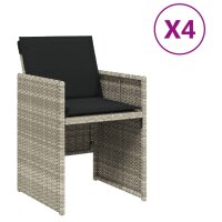 vidaXL Gartenst&uuml;hle mit Kissen 4 Stk. Hellgrau Poly Rattan