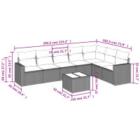 vidaXL 8-tlg. Garten-Sofagarnitur mit Kissen Schwarz Poly Rattan