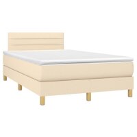 vidaXL Boxspringbett mit Matratze &amp; LED Creme 120x190 cm Stoff