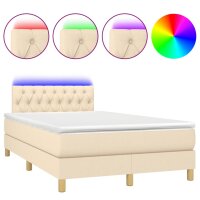 vidaXL Boxspringbett mit Matratze &amp; LED Creme 120x190 cm Stoff