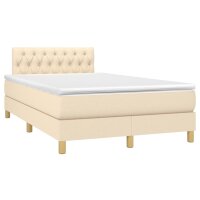 vidaXL Boxspringbett mit Matratze &amp; LED Creme 120x190 cm Stoff