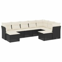 vidaXL 9-tlg. Garten-Sofagarnitur mit Kissen Schwarz Poly Rattan