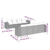 vidaXL 9-tlg. Garten-Sofagarnitur mit Kissen Schwarz Poly Rattan