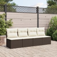 vidaXL Gartensofa mit Kissen 4-Sitzer Braun Poly Rattan